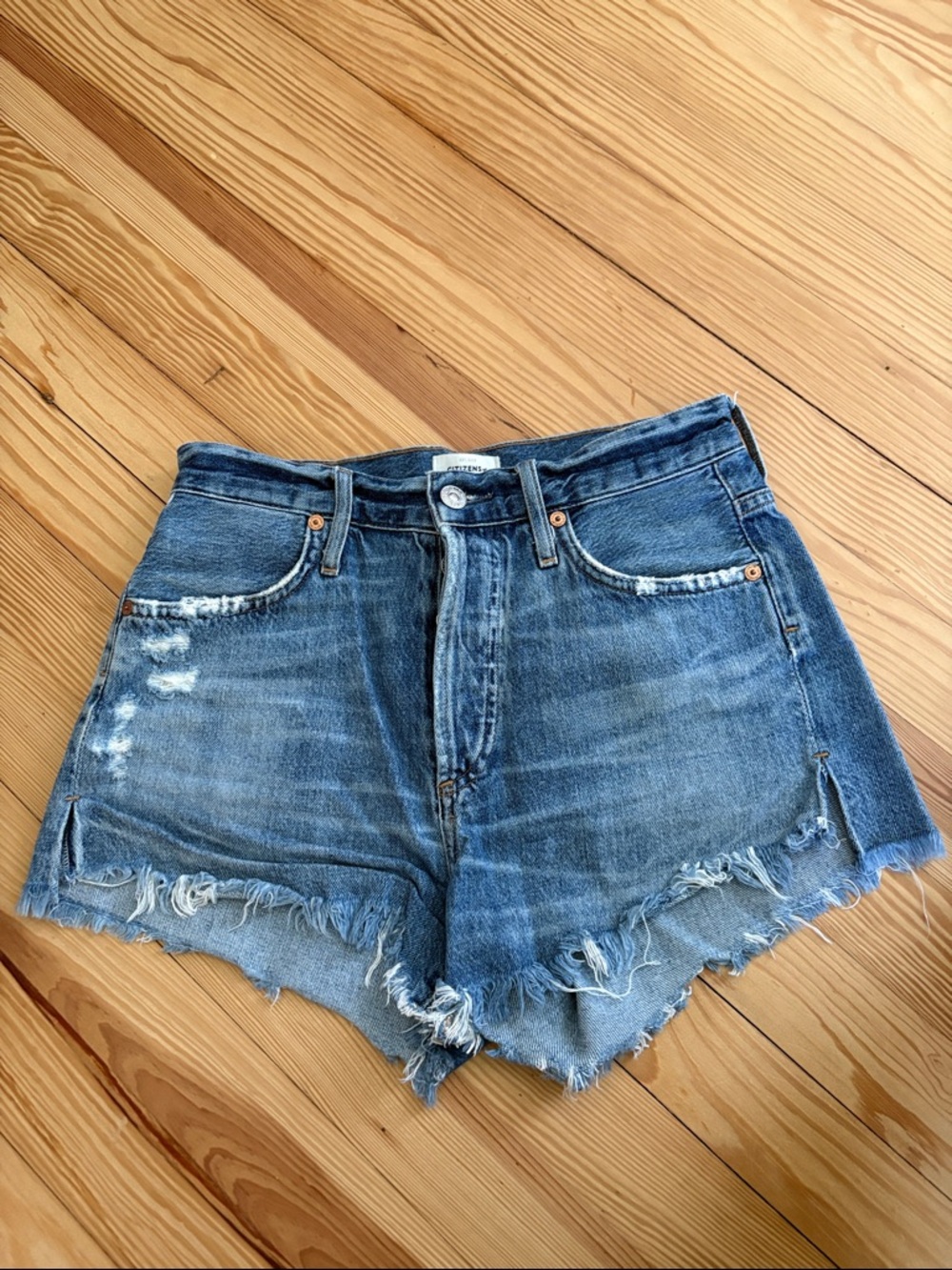 Citizens of Humanity High-Rise Distressed Denim Women's Shorts